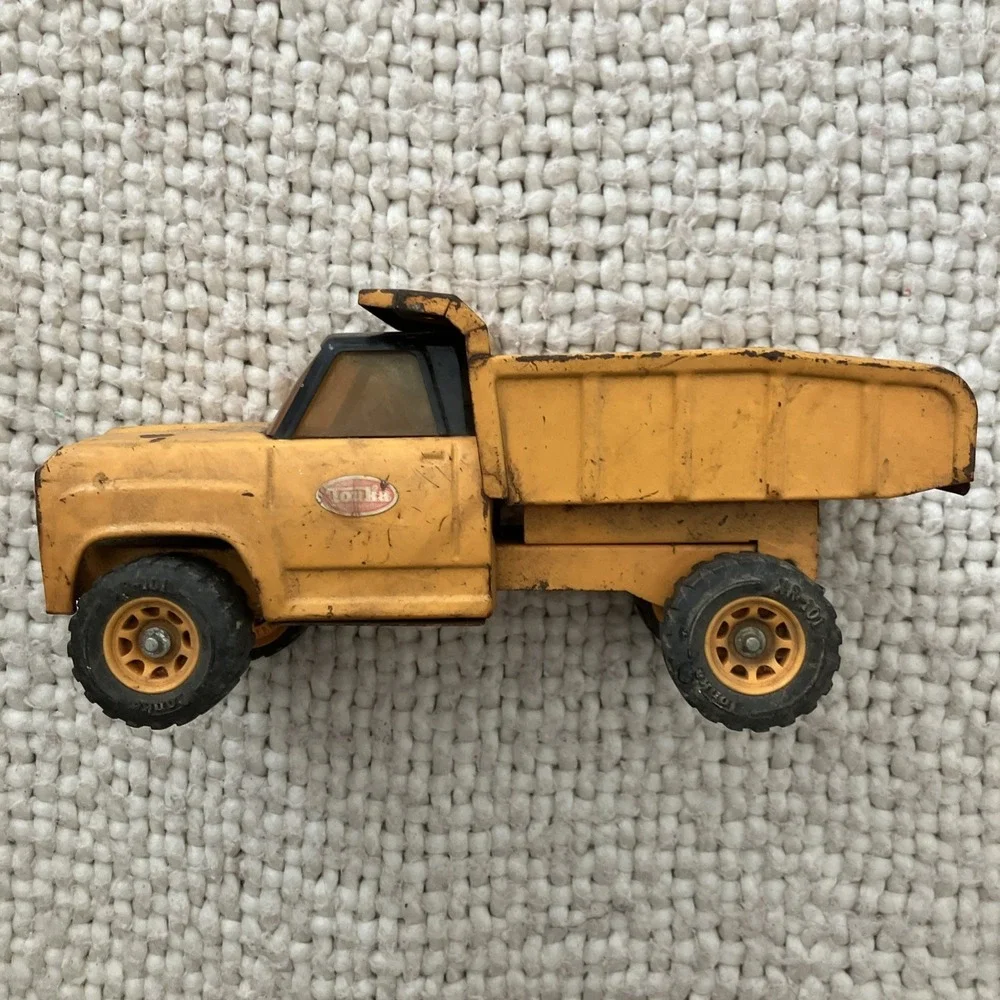Vintage‎ Tonka Dump Truck With Trailer 1960's Pressed Steel Yellow Distressed